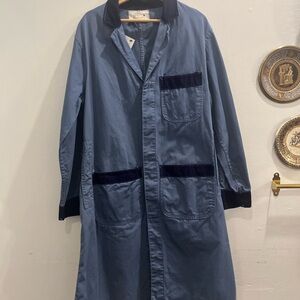Men's Cotton Workwear Blue Long Coat